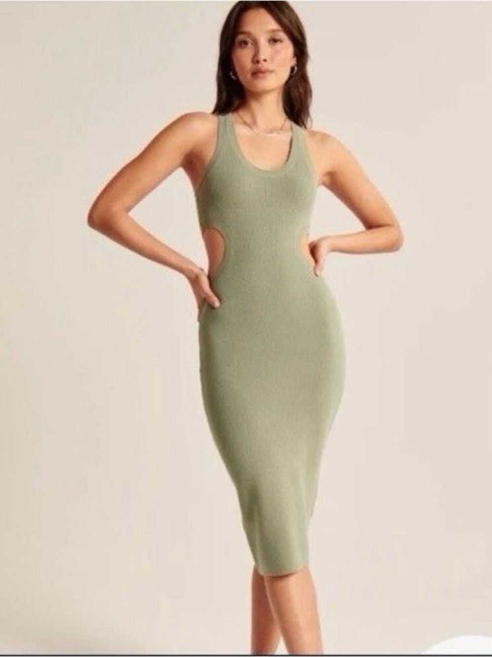 Abercrombie And Fitch Cut Out Bodycon Soft Girl Summer Midi Dress Size M Petite